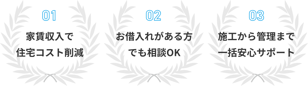 家賃収入で住宅コスト削減　お借入れがある方でも相談OK　施工から管理まで一括安心サポート
